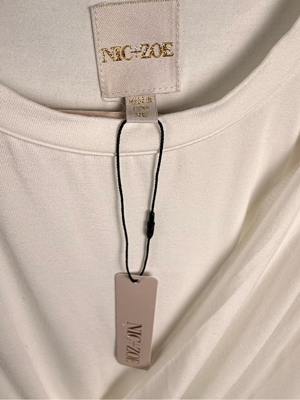 NIC+ZOE Drape Sleeveless Jersey Top in White Size XL - Picture 7 of 10